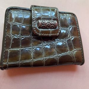 Brighton Brown Moc-Croc Leather Trifold Wallet